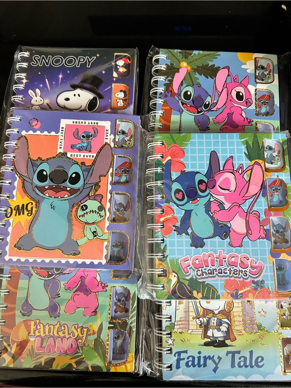 4/$100 Snoopy & Lilo & Stitch Spiral Notebooks - Colorful Cartoon Covers
